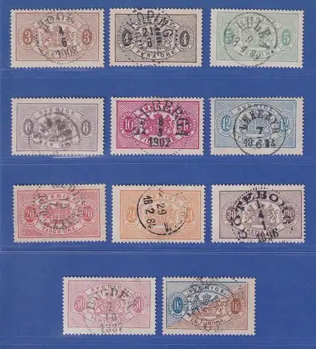 Schweden 1881 Dienstmarken gez. 13  Mi.-Nr. 1-11 B Satz kpl. gestempelt