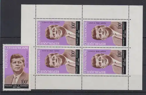 Zentralafrikan. Rep. 1964 John F. Kennedy Mi.-Nr. 63 und Block 3 ** / MNH 