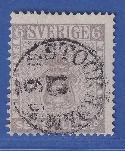 Schweden 1855 Freimarke 6 Sk. grau Mi.-Nr. 3a schön gestempelt STOCKHOLM 1856
