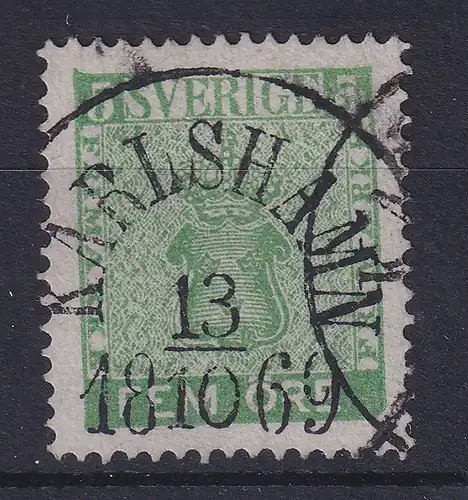Schweden 1858 Freimarke 5 Öre gelbgrün Mi-Nr. 7  schön O KARSLHAMN 1869