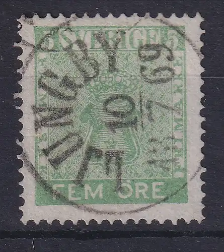 Schweden 1858 Freimarke 5 Öre gelbgrün Mi-Nr. 7  schön O LJUNGBY 1869