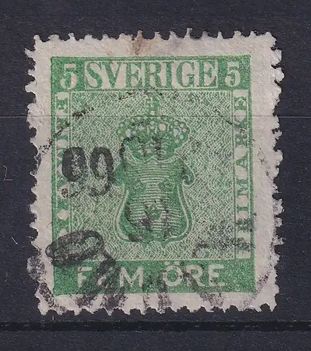 Schweden 1858 Freimarke 5 Öre gelbgrün Mi-Nr. 7   O MALMÖ 1866