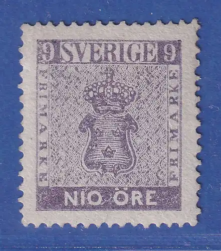 Schweden 1858 Freimarke 9 Öre blauviolett Mi-Nr. 8b ungestempelt *