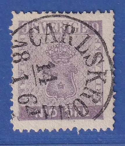 Schweden 1858 Freimarke 9 Öre rotviolett Mi-Nr. 8a schön O CARLSKRONA 1864