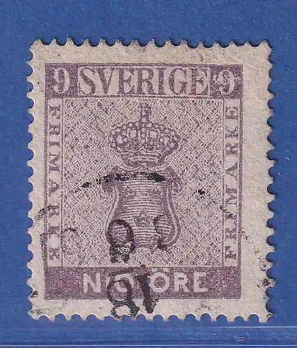 Schweden 1858 Freimarke 9 Öre rotviolett Mi-Nr. 8a sauber gestempelt