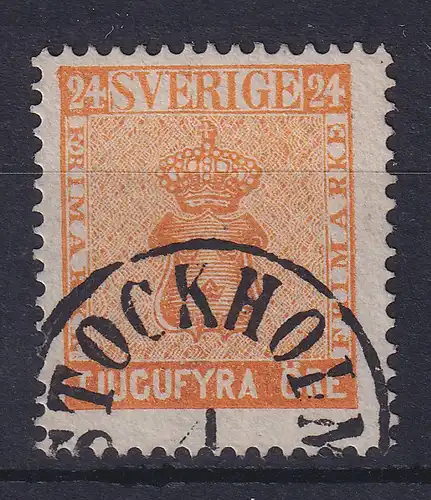 Schweden 1858 Freimarke 24 Öre orange Mi.-Nr. 10a schön gestempelt STOCKHOLM