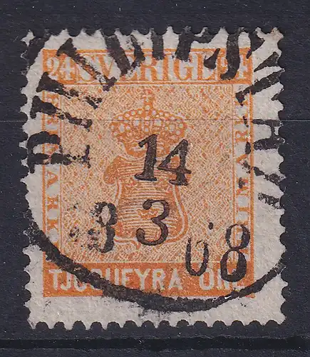 Schweden 1858 Freimarke 24 Öre orange Mi.-Nr. 10a schön O PHILIPSTAD 1868