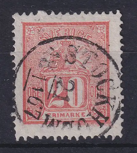 Schweden 1866 Freimarke 20 Öre ziegelrot Mi.-Nr. 16b schön O STOCKHOLM 1867
