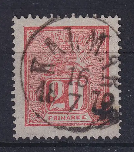 Schweden 1872 Freim. 20 Öre ziegelrot Mi-Nr. 16a O KALMAR 1872 ideal zentriert !