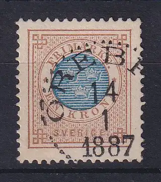 Schweden 1878 Freimarke 1 Krone Mi -Nr. 27 schön gestempelt ÖREBRO 1887