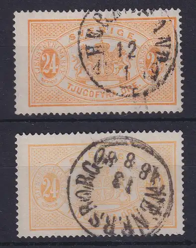 Schweden 1874 Dienstmarke 24 Öre orange Mi.-Nr. 8A a und b jew. gestempelt 