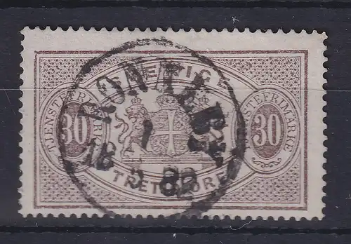 Schweden 1874 Dienstmarke 30 Öre dklbraun Mi.-Nr. 9A a  gest. RONNEBY