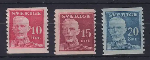 Schweden 1920 Freim. König Gustav V. Mi.-Nr. 127-129 A ungebraucht *