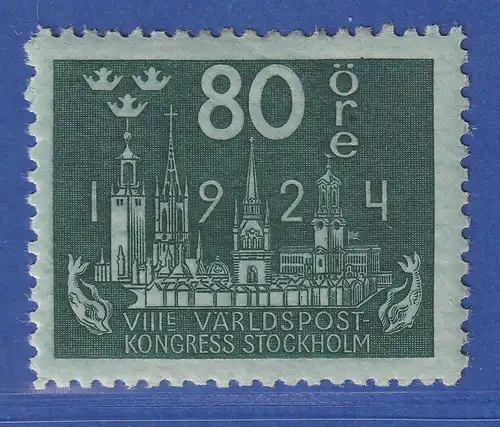 Schweden 1924 Weltpostkongress Stockholm 80 Öre grün Mi.-Nr. 155 postfrisch **