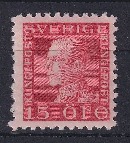 Schweden 1921 Freimarke Gustav V. 15 Öre rot  Mi.-Nr. 179 II WB ungebraucht *