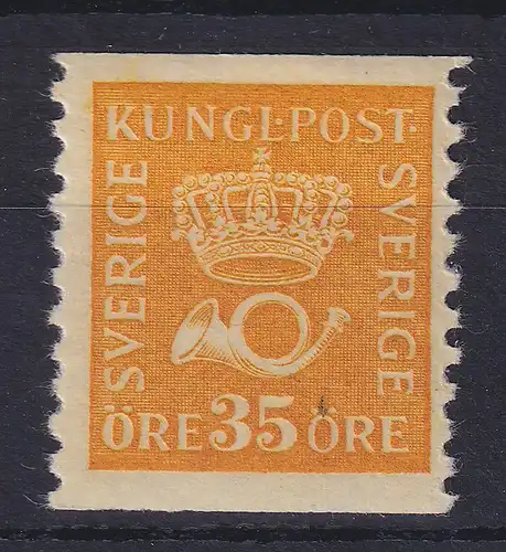 Schweden 1921 Freimarke Posthorn 35 Öre gelb Mi.-Nr. 189 II WA ungebraucht *