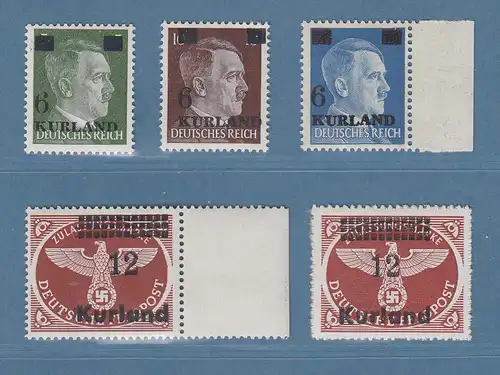 Dt. Besetzung 2.WK, Kurland  Mi.-Nr. 1-4 A/B  Satz 5 Werte komplett ** gepr. 