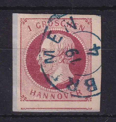 Hannover 1859 König Georg V. 1 Groschen  Mi.-Nr. 14 c  O BREMEN auf Briefstück