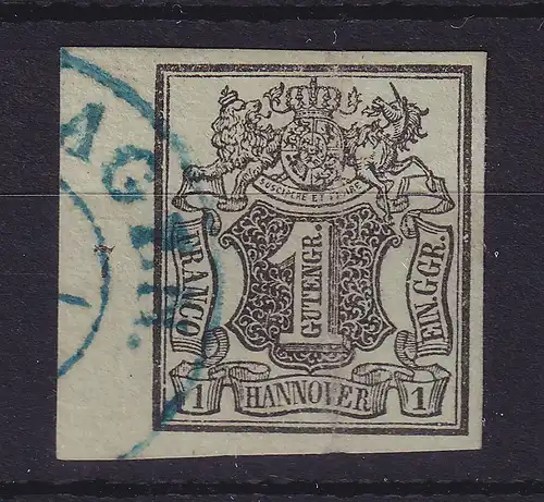 Hannover 1851 Wertziffer 1 Gutegr. Mi.-Nr. 2 a mit Randziffer 7 gestempelt