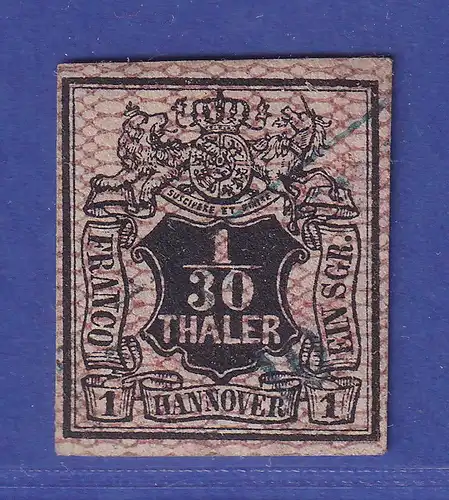Hannover 1856/57 Wertziffer 1/30 Taler Mi.-Nr. 10 a  gestempelt gepr. PFENNINGER