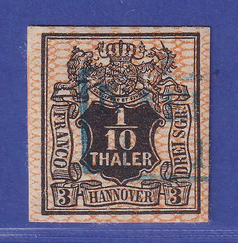 Hannover 1856/57 Wertziffer 1/10 Taler Mi.-Nr. 12  gestempelt gpr. PFENNINGER