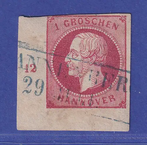 Hannover 1859 König Georg V. 1 Gr. Mi.-Nr. 14 b Eckrandstück UL  O DANNENBERG