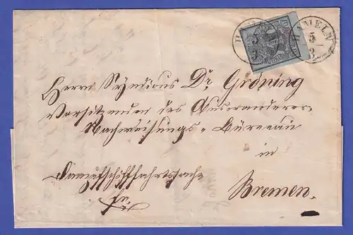 Hannover 1 Gutegroschen Mi.-Nr. 1 auf Brief aus Hameln nach Bremen