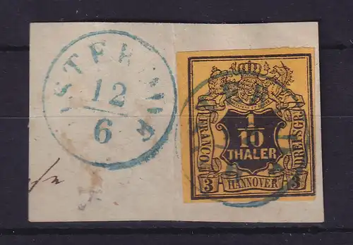 Hannover 1851 Wertziffer 1/10 Taler  Mi.-Nr. 5  O OSTERHOF auf Briefstück