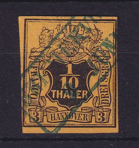 Hannover 1851 Wertziffer 1/10 Taler  Mi.-Nr. 5  O BREMERVÖRDE