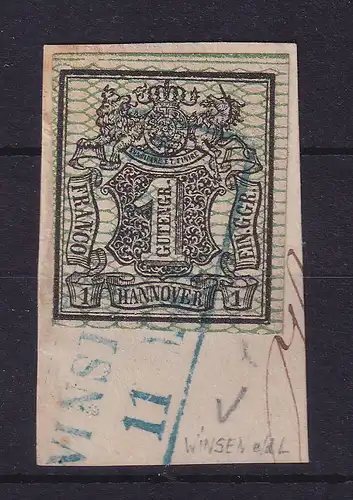 Hannover 1856/57 Wertziffer 1 Gutegroschen  Mi.-Nr. 9 Unterrandstück  O WINSEN