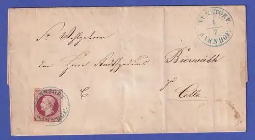 Hannover 1 Groschen Mi.-Nr. 14 c auf Brief von Wunstorf nach Celle