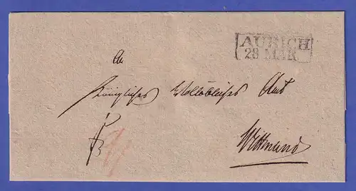 Hannover Vorphila-Brief mit Rechteckstempel AURICH 1820er Jahre