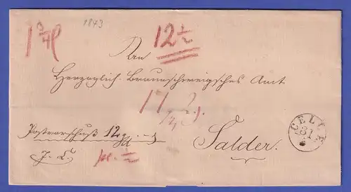 Hannover Vorphila-Brief mit Fingerhutstempel CELLE 1843