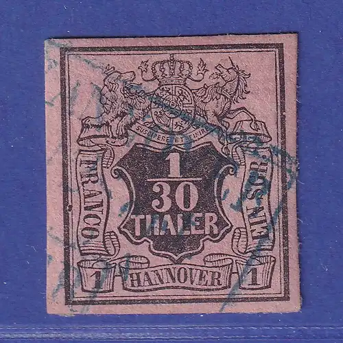 Hannover 1855 Wertziffer 1/30 Taler  Mi.-Nr. 3 b  O HANNOVER gpr. BERGER BPP