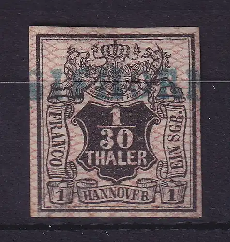 Hannover 1856/57 Wertziffer 1/30 Taler  Mi.-Nr. 10 a  O GIFHORN