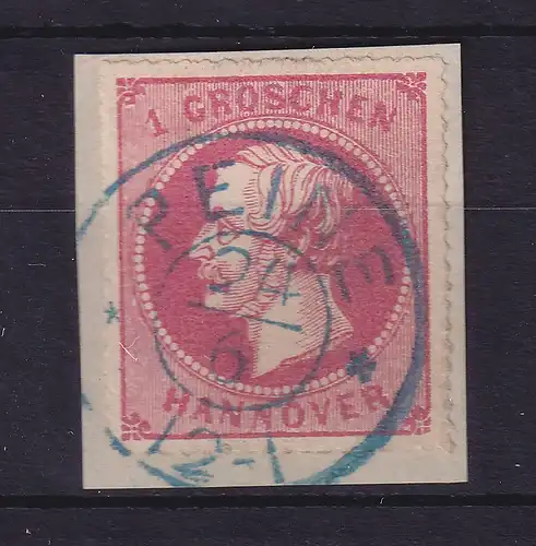 Hannover 1864 Georg V. 1 Groschen Mi.-Nr. 23 y  O PEINE auf Briefstück