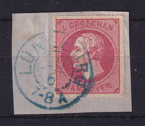 Hannover 1864 Georg V. 1 Groschen Mi.-Nr. 23 y  O LÜNEBURG auf Briefstück