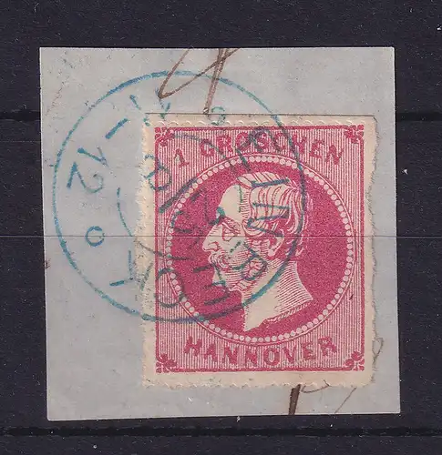 Hannover 1864 König Georg V. 1 Groschen Mi.-Nr. 23 y O EINBECK auf Briefstück