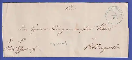 Hannover Brief mit blauem Zweikreis-O ASCHENDORF 1855