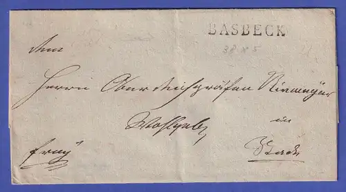 Hannover Vorphila-Brief mit Einzeiler BASBECK 1828