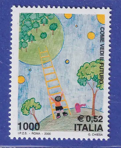 Italien 2000 Malwettbewerb für Kinder Zukunft auf Briefmarken Mi.-Nr. 2710 **