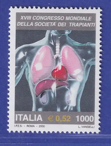 Italien 2000 Kongress der Gesellschaft f. Transplantationsmedizin Mi.-Nr.2715 **