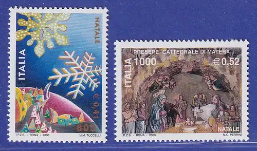 Italien 2000 Weihnachten Schneekristalle und Krippe Matera Mi.-Nr. 2737-38 **