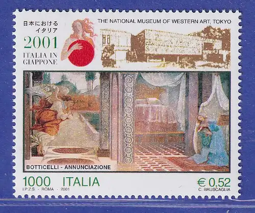 Italien 2001 Mariä Verkündigung v. Sandro Boticelli Museum Tokio Mi.-Nr. 2740 **