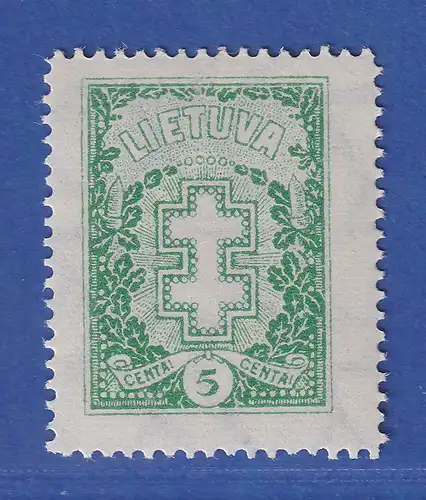 Lietuva / Litauen 1926 Freimarke Doppelkreuz 5C. mit Wz.6 Mi.-Nr. 270 AY ** 