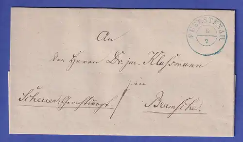 Hannover Brief mit Zweikreisstempel FUERSTENAU 1853