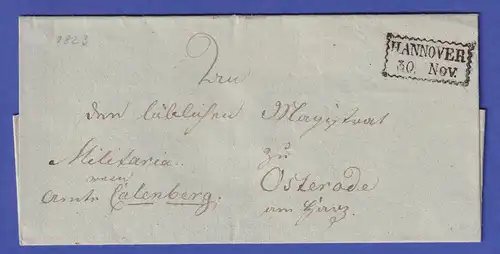 Hannover Vorphila-Brief mit Wellenrechteck-Stempel HANNOVER 1823 (?)