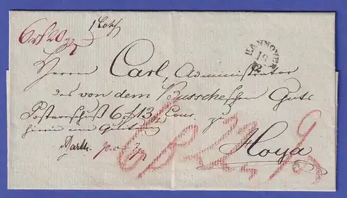 Hannover Vorphila-Brief mit Fingerhutstempel HANNOVER nach 1825