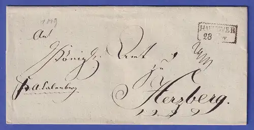 Hannover Vorphila-Brief mit Wellenrechteck-Stempel HANNOVER 1819 (?)