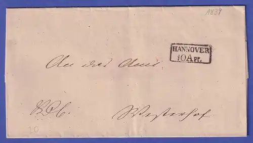 Hannover Vorphila-Brief mit Rechteck-Stempel HANNOVER 1839 (?)